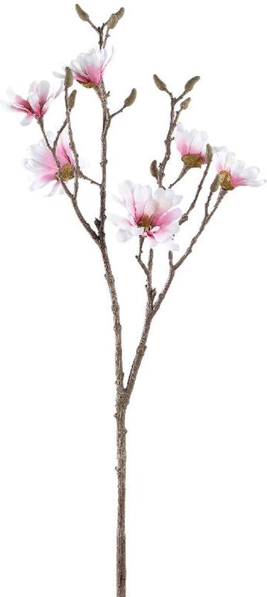 PTMD Kunstbloem Magnolia - 34x37x84 cm - Kunststof - Roze