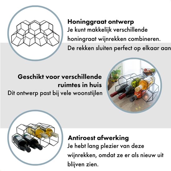 mDesign Wijnrek voor acht flessen - Stapelbare flessenhouder voor het