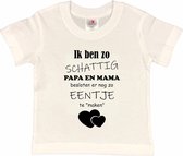 Shirt Aankondiging zwangerschap Ik ben zo schattig papa en mama besloten er nog zo eentje te "maken" | korte mouw | wit/zwart | maat 86/92 zwangerschap aankondiging bekendmaking