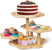 5-traps bamboe cupcake-torenstandaard: voor 50 cupcakes, houten taartstandaard in wolkenvorm, trapsgewijs dienblad, cupcake-houder voor theefeesten, koffiepauzes, feesten, verjaardagen,