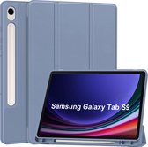 Case2go - Tablet hoes geschikt voor Samsung Galaxy Tab S9 (2023) - Auto Wake/Sleep functie - Tri-Fold Book Case met penhouder - Paars