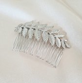 Zilverkleurige Haarkam - Youhomy accessoires haarsieraden- Hair jewelry Insteekkam 8,9X5 CM- Haar accessoire- Haarspelden-Haarsieraad Bruid| Feest| Gala