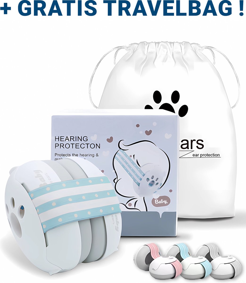 Premium Gehoorbescherming Baby en Peuter Verstelbaar GRATIS Travelbag bol