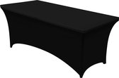 Spandex-tafelkleed 1 verpakking [6FT, zwart] wasbaar en kreukvrijrechthoekig stretch tafelkleed voor evenementen, bruiloften, banketten en feesten [183 l x 76 b x 76 h] cm