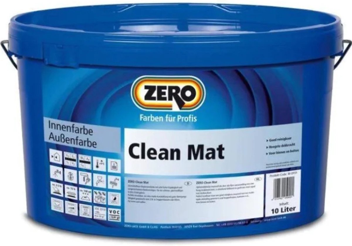 Zero Clean Mat Muurverf | 10 liter | RAL 9016