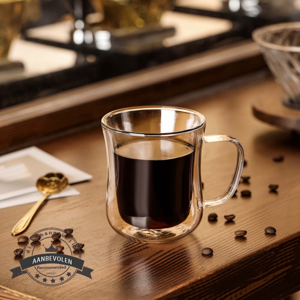LIBWYS Thermotasse Doppelwandige Kaffeetassen Für Cappuccino Latte Macchiato 2x250 Ml 4 Tlg Glas Doppelwandige Thermotasse Aus Glas Mit Griff Mit Loeffel S0afx0pr