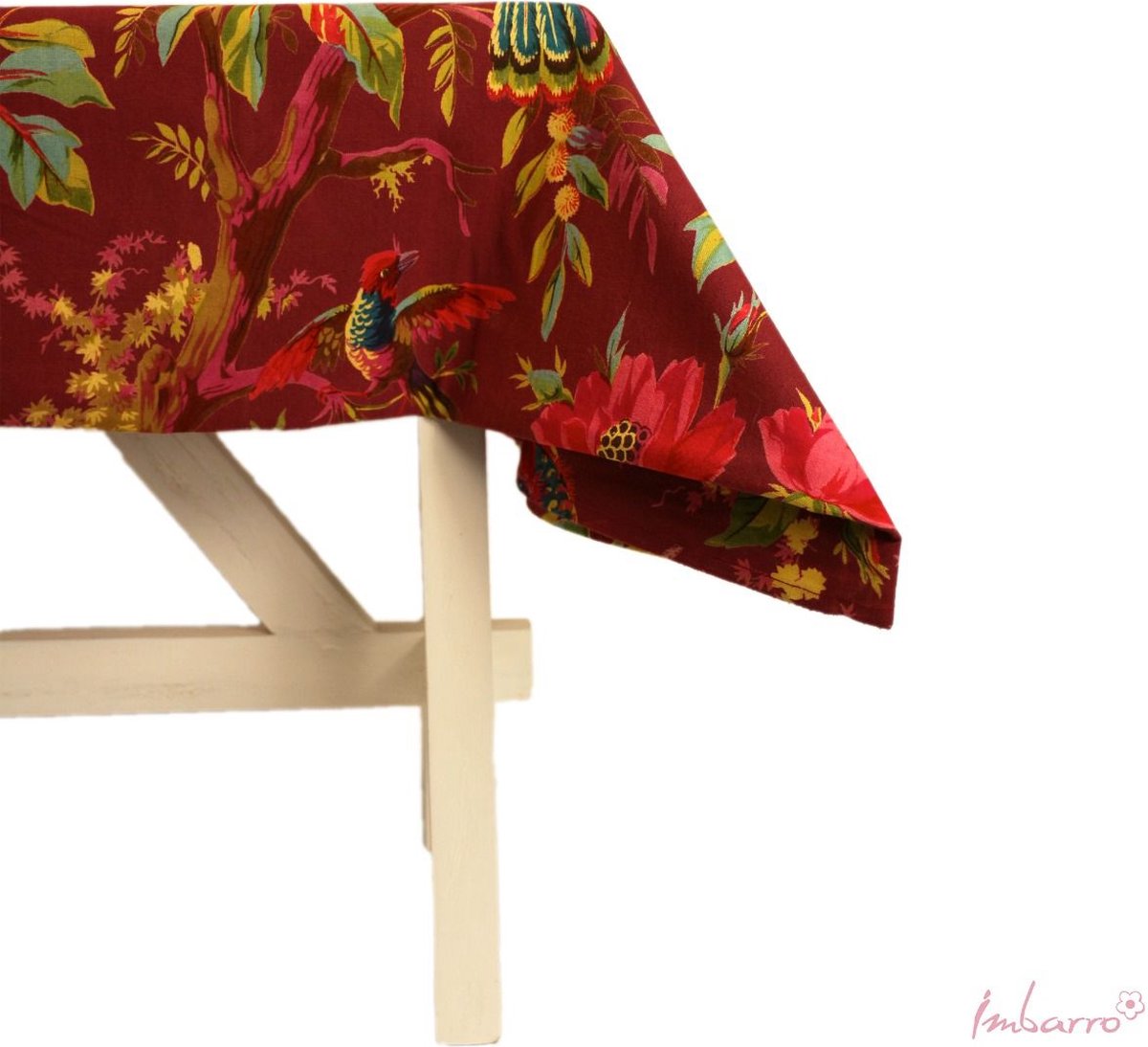 Imbarro Home & Fashion tafelkleed katoen paradise in de kleur Aubergine 150 x 240 cm