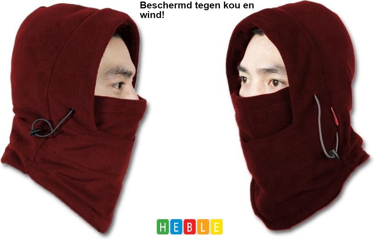 Heble® Unisex Rode Fleece Bivakmuts/Wintermuts/Motormasker/Balaclava/Wintersport Rood