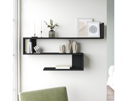 Wandplank Kitee 120x14,5x71,5cm zwart