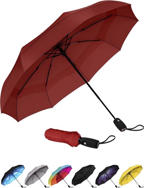 Paraplu - opvouwbare paraplu - opent en sluit automatisch - klein, compact, licht, sterk, winddicht en stormbestendig - voor dames en heren