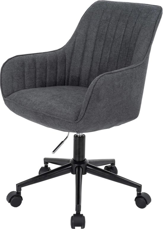 Bureaustoel MCW-J62, bureaustoel bureaustoel fauteuil, stof/textiel met armleuningen ~ antraciet