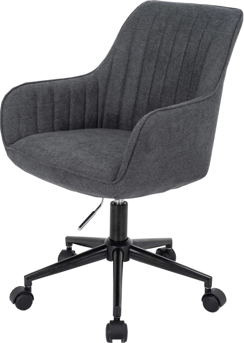 Bureaustoel MCW-J62, bureaustoel relaxfauteuil, stof/textiel met armleuning ~ antraciet