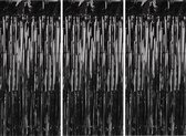 PartyDeco Folie deurgordijn/feestgordijn - 3x - zwart - 90 x 250 cm