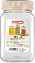 Forte Plastics Pot de conservation/pot de conservation - 500 ml - plastique - beige - L7 x H13 cm