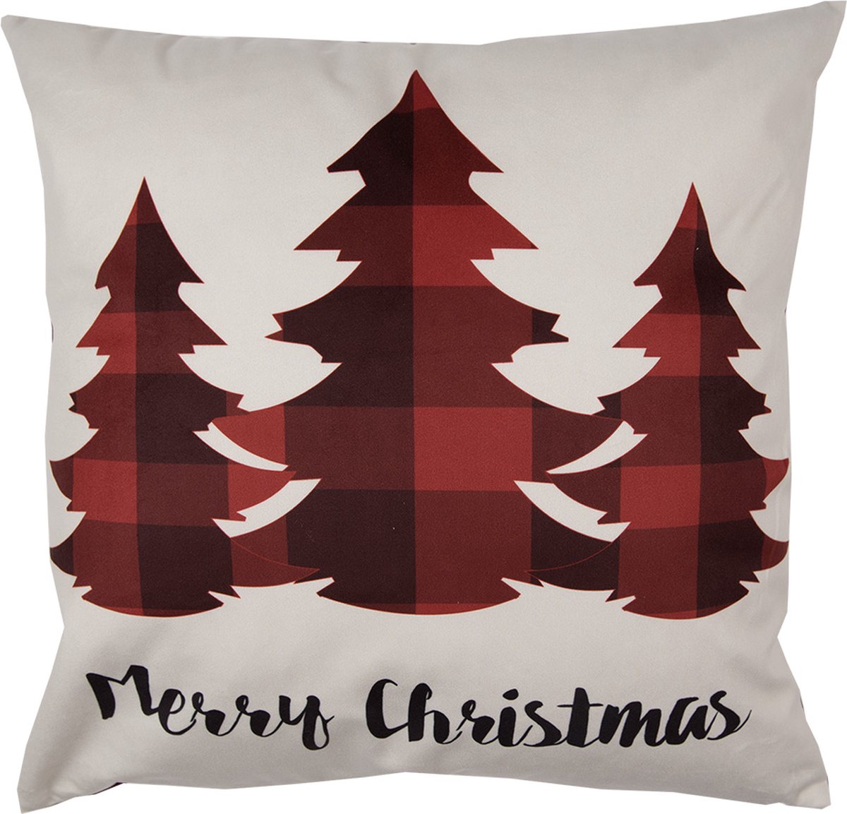 Clayre & Eef Kussenhoes 45x45 cm Rood Beige Polyester Kerstbomen