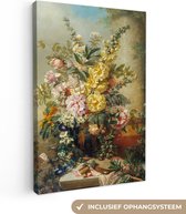 Canvas Schilderij Grote vaas met bloemen - Josep Mirabent - Oude meesters - 20x30 cm - Wanddecoratie