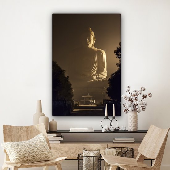 Peintures sur toile Bouddha - Ombre - Arbre - 80x120 cm - Décoration murale