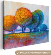 Canvas - Schilderij - Olieverf - Bomen - Natuur - Kunst - 80x60 cm - Schilderijen op canvas - Wanddecoratie