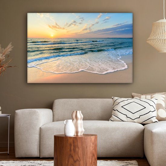 Tableau toile plage et mer 140x90 - Accessoires de décoration de chambre - Peintures salon nature - Décoration murale chambre - Décoration murale cuisine - Toile murale intérieur - Décoration maison - Accessoires de maison