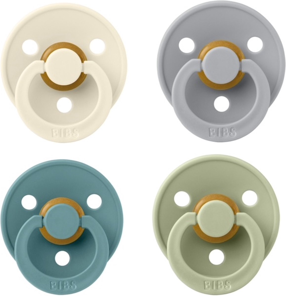 Goedkoopste Bibs fopspeen 6-18 maand set 4 stuks Ivory,Cloud,Island Sea en Sage maat 2