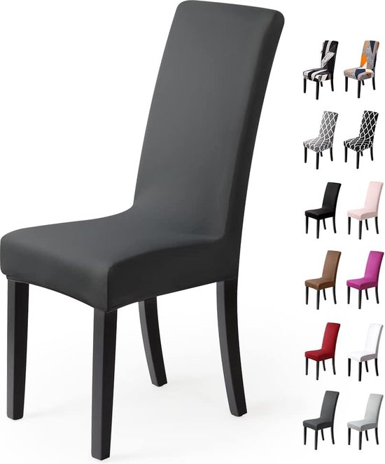 Granbest Stoelhoezen met hoge stretch, universele pasvorm, jacquard, eetkamerstoelen, afneembare stoelbeschermers voor eetkamer, keuken, restaurant en hotel (set van 4, chocolade