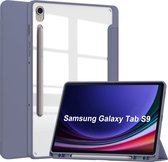 Case2go - Tablet hoes geschikt voor Samsung Galaxy Tab S9/S9 FE (2023) - Acrylic Trifold case met Auto/Wake functie en Magneetsluiting - Paars