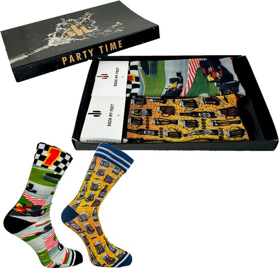 Sock My Feet geschenkdoos sokken heren 43 46 - cadeau voor man - duurzaam - naadloos - Formule 1 Beer