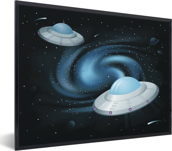 Photo en cadre - Une illustration de deux cadre photo OVNIS noir 40x30 cm - Affiche sous cadre (Décoration murale salon / chambre)
