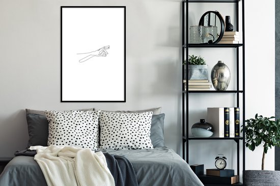 Affiche avec cadre Dessin au trait - Corps - Mains - Line cm