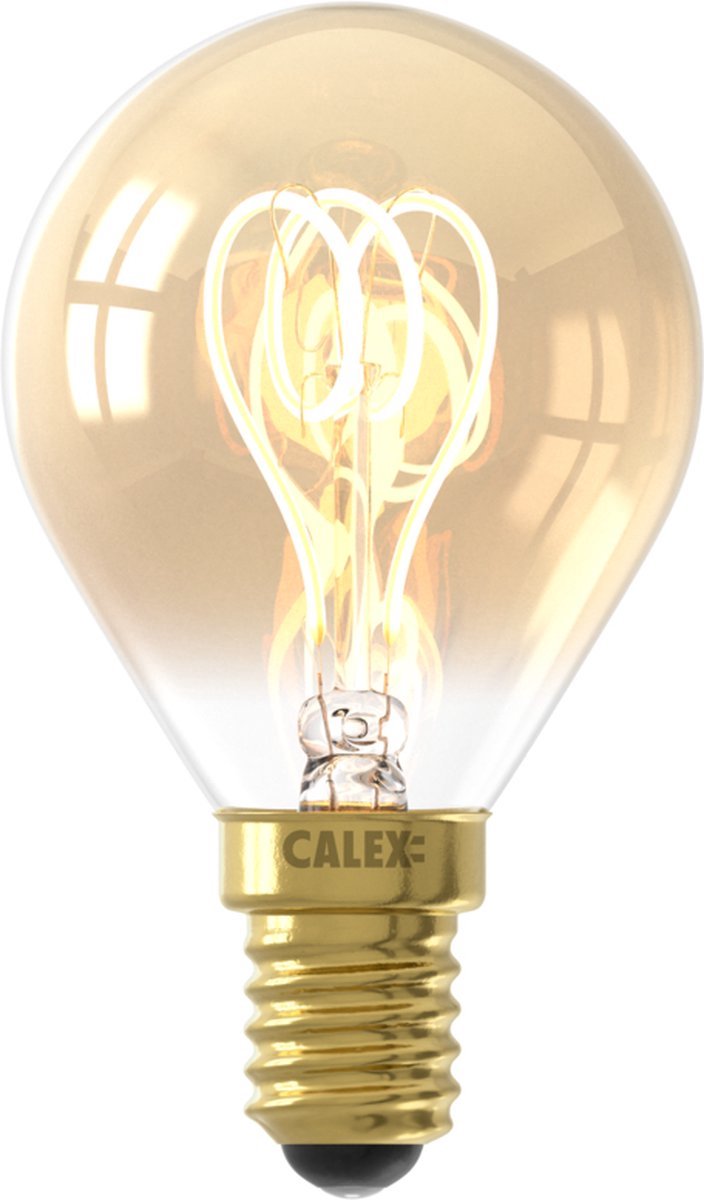 Bol.com Calex Filament LED Lamp - E14 - Vintage Lichtbron - P45 - Goud - 2.5W - Dimbaar aanbieding