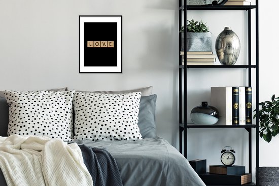 Citation Scrabble Amour sur fond noir 30x40 cm - petit