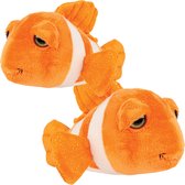 Suki Gifts pluche Clownvissen knuffeldier set - cute eyes - oranje - 25 en 15 cm