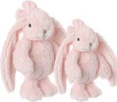 Bukowski pluche knuffel konijnen set 2x stuks - lichtroze - 22 en 30 cm - luxe knuffels