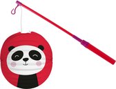 Ours panda lanterne boule - rouge - 22 cm - papier - avec bâton de lanterne - 40 cm