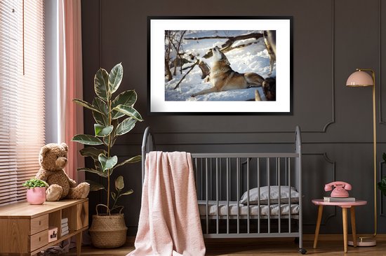 Loup eurasien hurlant 120x80 cm