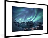 Aurores boréales bleu foncé et bleu clair 90x60 cm