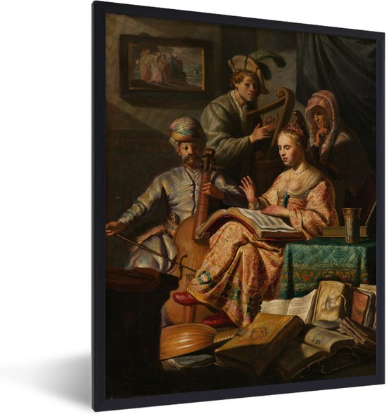 Fotolijst incl. Poster - Het Musicerend gezelschap - Rembrandt van Rijn - 30x40 cm - Posterlijst