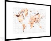 Fotolijst incl. Poster - Wereldkaart - Verf - Bruin - 90x60 cm - Posterlijst