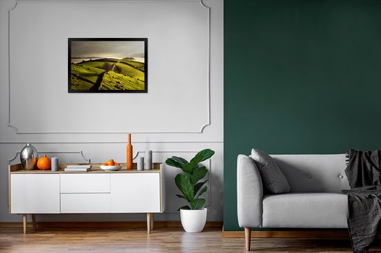 Photo encadrée - Murs de pierre dans la campagne irlandaise cadre photo noir sans passe-partout 60x40 cm - Affiche encadrée (Décoration murale salon / chambre)