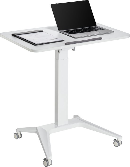 Maclean - Verrijdbaar laptop bureau - hoogteverstelling - 80x52cm, 8kg max, 109cm - MC-453W - Wit
