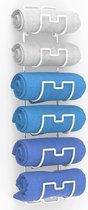 Porte-serviettes mural, barre à serviettes suspendue pour salle de bain avec 6 compartiments, porte-serviettes de bain, porte-serviettes d'invité, accessoires de salle de bain peu encombrants, porte-serviettes (blanc)