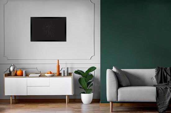 Photo en cadre - Moment d'art en Line pour le baiser sur fond noir Cadre photo noir sans passe-partout 60x40 cm - Affiche sous cadre (Décoration murale salon / chambre)