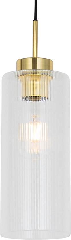 QAZQA laura - Suspension Art Deco - 1 lumière - Ø 12 cm - Or - Salon | Chambre à coucher | Cuisine