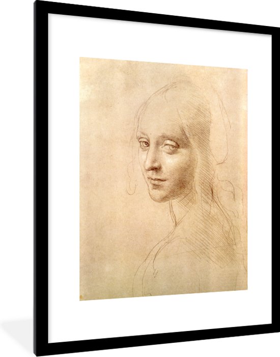 Fotolijst incl. Poster - Schets - Leonardo da Vinci - 60x80 cm - Posterlijst