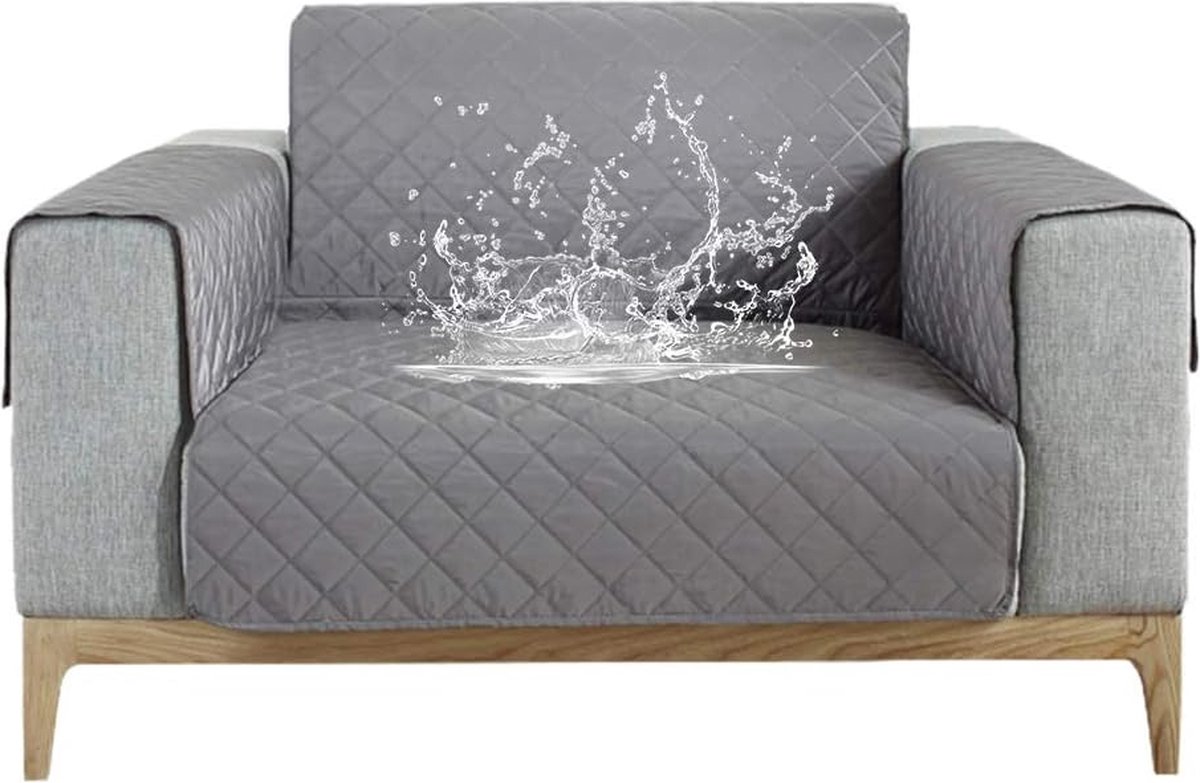 Bankhoes, waterdichte bankhoes, waterbestendige stoel, loveseat meubelhoes, beschermer met verstelbare elastische banden voor honden en katten (grijs, 1-zits)
