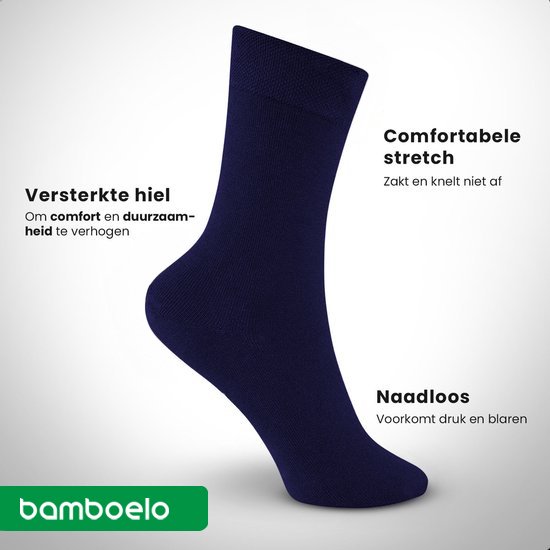 Bamboelo - Chaussettes en Bamboe - Taille 39-42 - Couleur Bleu Marine - 80% Fibre de Bambou