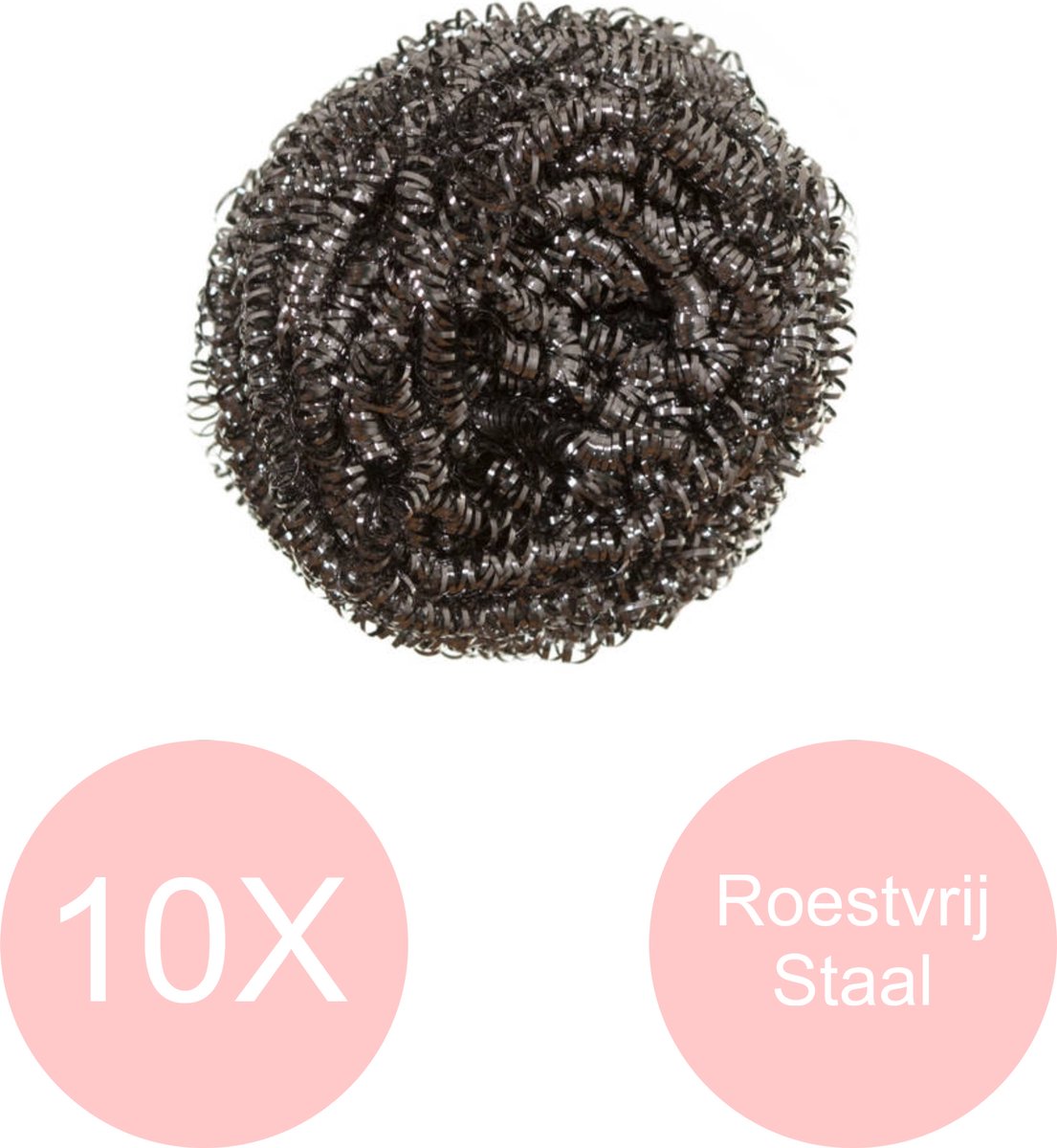 Staalsponzen set 10 stuks - Pannenspons - Schuurspons - Roestvrij Staal (RVS) - Staalspons - Schoonmaak spons - metaalspons