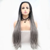 Blossombel Ombre gevlochten lace front wig - pruiken - zwart/grijs - 76 cm