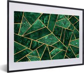 Fotolijst incl. Poster - Smaragd - Goud - Abstract - Patronen - 60x40 cm - Posterlijst