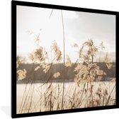 Fotolijst incl. Poster - Water - Pampasgras - Planten - 40x40 cm - Posterlijst